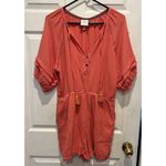 Knox Rose Pink Double Cotton Gauze Short Sleeve V-Neck Tassel Romper Size Large Photo 1