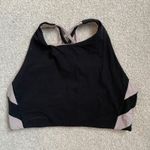 Athleta  Black Beige Strappy High Neck Sports Bra Workout Athletic Size Medium Photo 2