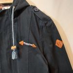 Sundipy Asian Fashion Dark Navy Blue Zip Up Hooded Colorful Woven Bomber Jacket Size L Photo 5