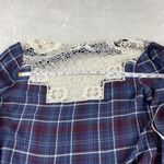 Vanity Flannel Open Front Shirt Size M Purple Plaid Womens Lace Boho Western Top Size M Photo 7