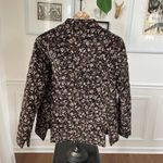 Vintage 70s Cottagecore Quilted Band Collar Jacket Brown Velveteen Floral S Photo 6