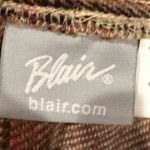 Blair Cream Brown Plaid Midi Skirt SZ L Elastic Waist Wool Blend Photo 4