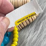 Set of three stretch bracelets glass, shell and gold colored metal. Blue Photo 2