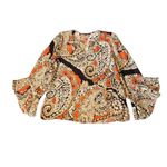 Kobi Halperin “Kayla” orange multicolor silk paisley print long sleeve blouse Photo 1