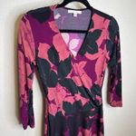 CAbi  Floral Print 3/4 Sleeve Wrap Dress Purple Pink Size Small Photo 1