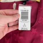 Torrid NWT Midi Clip Dot Chiffon Tiered Dress Star Print Burgundy 14-16 1X Photo 2