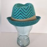 BCBGeneration  Aqua Blue Mint Green Seafoam Trilby Chevron Bow Angora Fedora Hat Photo 2