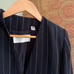Vintage Wool Pinstripe Relaxed Fit Blazer Blue Size 2P Photo 2