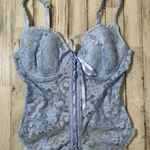 American Vintage Y2K Baby Blue Corset Babydoll Top Lace Mesh Wired Womens Size Large Photo 0