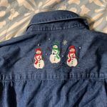 Karen Scott  small Denim Christmas embroidered button up Photo 4
