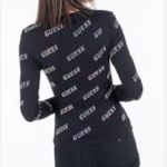 Guess Femme Y2K Fitted Knit Quarter Zip Logo Pattern Black Sweater Photo 9