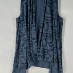 Wild Coast Blue Stretch Knit Open Front Sleeveless Draped Cardigan Shark Bite Size L Photo 0