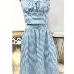 Monteau NWT Los Angeles 2 Piece Blue Gingham Cottagecore Picnic Co Ord Set Sz L Photo 0
