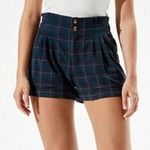 American Eagle  Green Blue Plaid High Rise Button Zip Closure Shorts 00 Photo 1