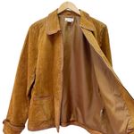 Christopher & Banks Cognac Suede Leather Jacket Size XL Zip Front Crochet Trim Photo 9