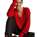 Anthropologie  t.la Zuri Fringed V-Neck Sweatshirt, Size Medium, New with Tag Photo 4