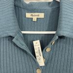 Madewell New Small Teal Blue Short Sleeve Ribbed Polo Knit Mini Dress Photo 4