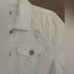 Refuge White Distressed Denim Jean Jacket, Size M Photo 5