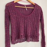 Free People  pink purple orange multicolor cropped knit sweater Photo 3