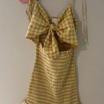 Mable yellow gingham plaid dress size small Gold Photo 0