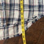 Paper Crane plaid sleeveless shirt dress Fringe hem Red white blue Size S Cotton Photo 8