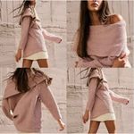 Free People  Beach Anya Tunic Sweater Pink Off Shoulder Boucle Knit NWT Small Photo 1