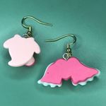 Cute Mismatch Pink and White Ghost Kawaii Halloween Earrings | Handmade Photo 2