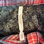 Free People  Little Bit of Sugar Plaid Gold Sequin Button Up Shirt Size XS Photo 7