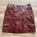 Anthropologie Maeve Faux Patent Leather Skirt Burgundy Wine US 6 Shiny Vinyl Photo 3