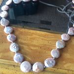 Natural Keshi Coin Pearl Sterling Silver Necklace Photo 5