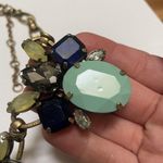 J.Crew Women’s Signed  Brass Tone / Rhinestone Costume Necklace Blue Grey ￼Green Photo 5