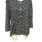 Flax Black Purple Floral Print Corduroy Top Size Medium Photo 2