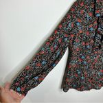 Free People  floral ruffle front blouse balloon‎ sleeves size small Photo 1