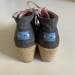 Toms Chambray Wedge Tie Booties Size W6 Blue Tan Photo 3
