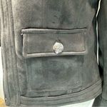 Carmen Marc Valvo Black Faux Suede Military Style Jacket with Pockets Size Small Photo 9
