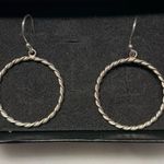925 Sterling Silver Twisted Rope Circle Dangling Earrings Photo 0