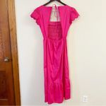 Jason Wu  fuschia Pink Smocked Bodice Tie Neck Open Back Midi Dress Size Medium Photo 5