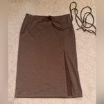 H&M  brown shimmer midi skirt with slit and waist tie Photo 0