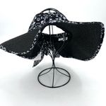 Laundry by Design  Packable‎ Wide Brim Visor Hat Black Floral Trim Travel NWT Photo 1