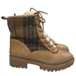 Lucky Brand  Tan and Plaid Lace-Up Boots Photo 0