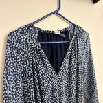 Ramy Brook Ramy Brooke Long Sleeve V-Neck Smocked Drop Waist Blue Abstract Dress Small Photo 7