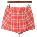 NWT Smythe High Waisted Pleated Plaid Walking Shorts In Watermelon Plaid Size 10 Pink Photo 0