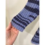 J Jill Sz XL Chucky Striped V Neck Sweater Blue 100% Cotton Cable Knit Cabincore Photo 2
