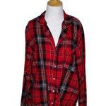 Victoria's Secret Long Sleeve Button Up Red Black Plaid PJ Pajama Top Shirt L Photo 0