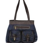 Gold Coast Blue Denim Faux Leather Shoulder Bag Photo 0