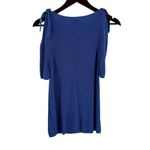 Chico's  Blue V Neck Cold Shoulder Bows Short Sleeve Sweater Photo 3