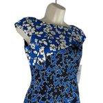 London Times Floral Printed Diagonal Sheath Dress Sleeveless Blue Size 0 Photo 2