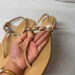 Miu Miu  Tan Sandals with Chain and Pearl Accent Photo 2