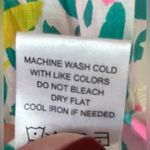 Mud Pie  Women’s Swim Cover Up Palm Print Green & Pink Pom-Pom Tassel Size Medium Photo 6