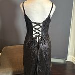 Womens Black Mermaid Fit Prom Party Formal Dress Sparkly Sequins Leg Slit Size 4 Photo 4